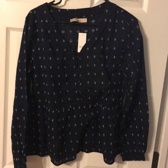 LOFT Tops - Loft- blue shirt with white detail LOFT Tops - Loft- blue shirt with white detail
